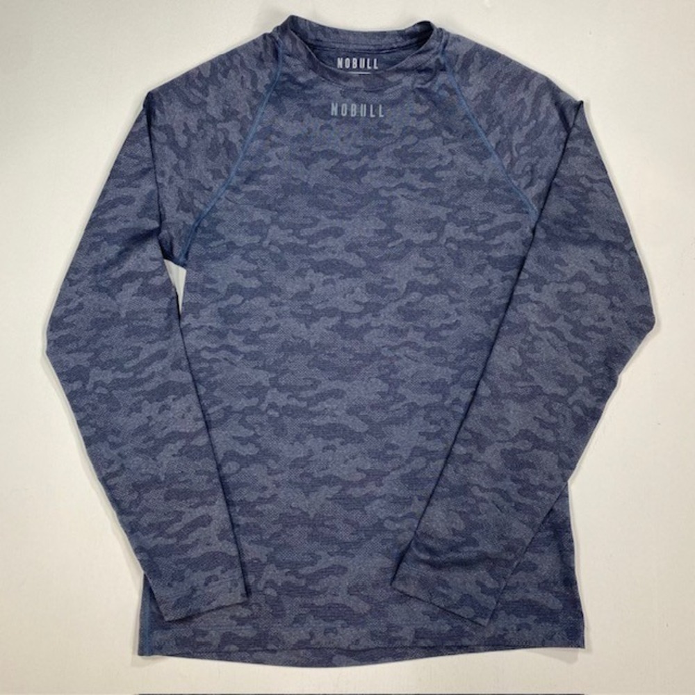 NOBULL Camo Long Sleeve Athletic Shirt Men's Size S Blue‎